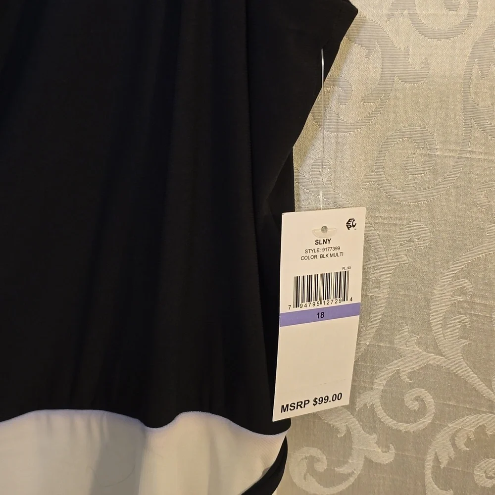 SLNY Black and White Floral Midi Dress - Picture 4 of 9